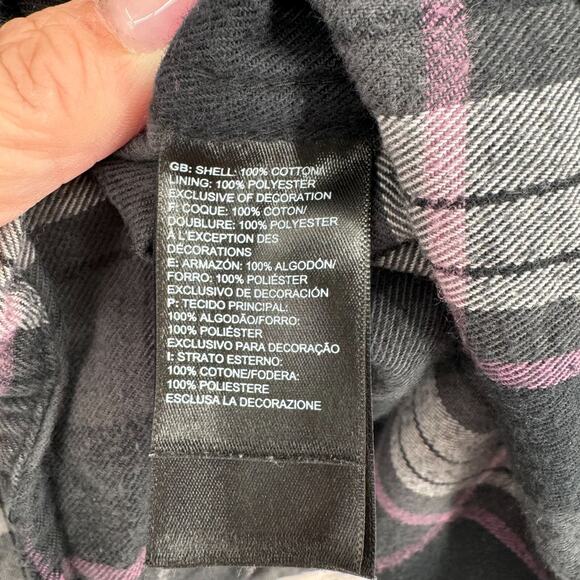 The North Face Plaid Button Down‎ Flannel Shirt Men's Size M Gray/Black/Purple - Picture 5 of 7